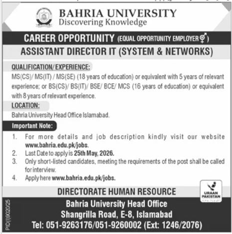 Bahria University Jobs 01