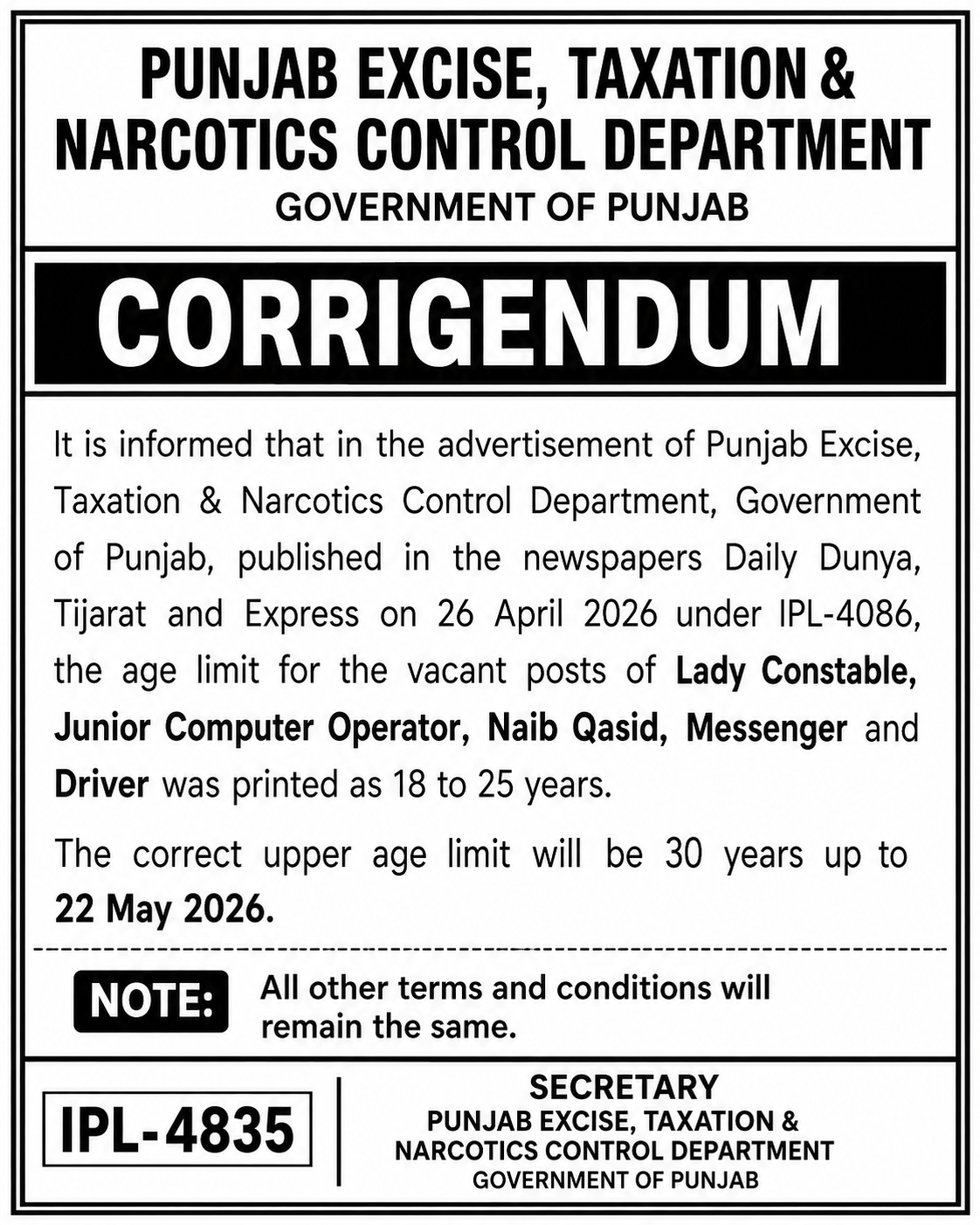 Excise Taxation and Narcotics Control Department Jobs 01