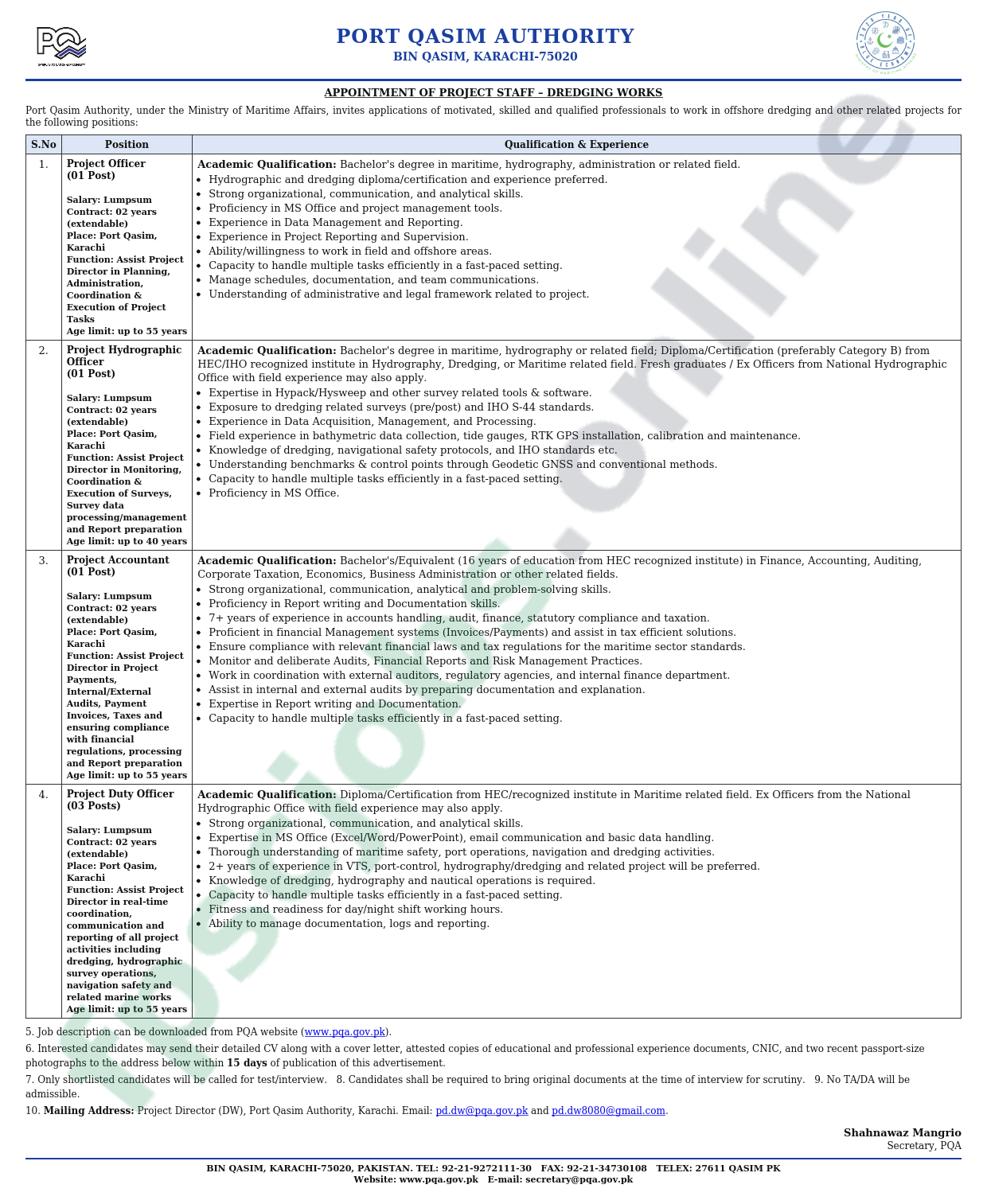 Port Qasim Authority Jobs 01