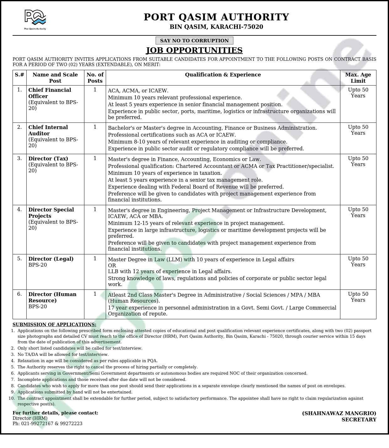 Port Qasim Authority Jobs 02